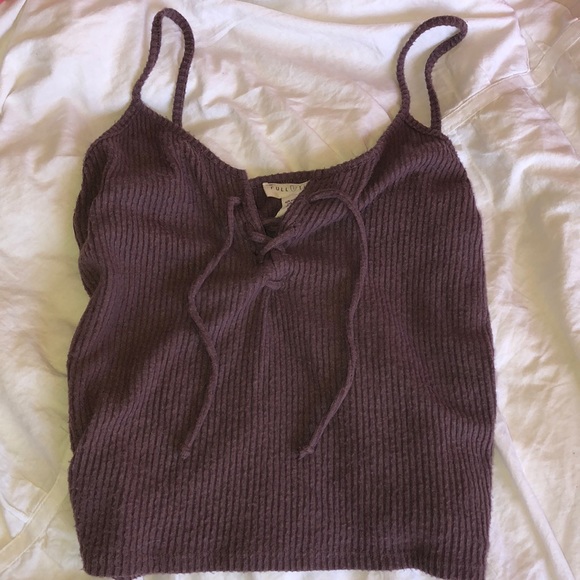 Tillys Ribbed Lace Up Crop Top - Picture 1 of 2